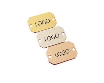 Custom Laser Engraved Logo Tag: 8x13mm Hexagon Jewelry Plate