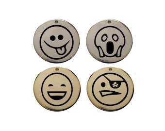 Custom Emoji Engraved Pendant, 20mm, Custom Round Disc, Wristband supplies, Necklace supplies, Custom Laser Engraved Emoji, Round Disc