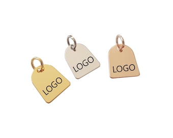 Custom Laser Engraved Logo Charm: Metal Jewelry Tag, Round Disc (10x12mm)