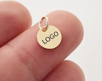 8 mm Custom Laser Engraved Logo, Custom Jewelry Tag, Round Disc, Custom Logo Charm, Metal Jewelry Tags, Brass Tags,