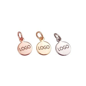 10 mm Custom Laser Engraved Logo, Custom Jewelry Tag, Round Disc, Custom Logo Charm, Metal Jewelry Tags, Brass Tags,