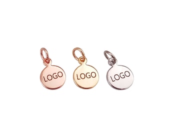 Custom Laser Engraved Logo Charm, 10mm Jewelry Tag