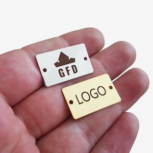 15x25 mm Custom Laser Engraved Logo, Custom Jewelry Tag, Rectangle , Custom Logo Charm, Metal Jewelry Tags, Brass Tags,