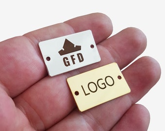 Custom Laser Engraved Logo Charm, Metal Jewelry Tag (15x25 mm)