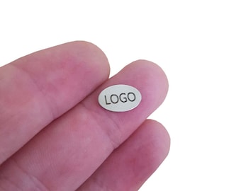 Logo gravé au laser personnalisé ovale sans trou 7 x 11 mm, Étiquette pour bijou personnalisé, breloque logo personnalisé, Étiquettes pour bijoux en métal, Étiquettes en laiton