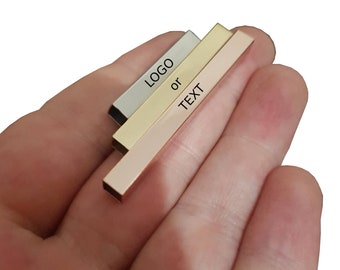 Custom Laser Engraved Square Tube Beads Tag: Metal Clothing & Jewelry Tags