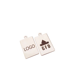 14x20 mm Custom Laser Engraved Logo, Custom Jewelry Tag, Rectangle , Custom Logo Charm, Metal Jewelry Tags, Brass Tags,