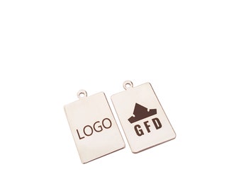 14x20 mm Custom Laser Engraved Logo, Custom Jewelry Tag, Rectangle , Custom Logo Charm, Metal Jewelry Tags, Brass Tags,