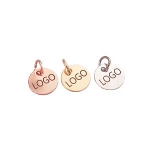 Logo inciso al laser personalizzato da 10 mm, targhetta per gioielli personalizzata, disco rotondo, ciondolo con logo personalizzato, targhette per gioielli in metallo, targhette in ottone,