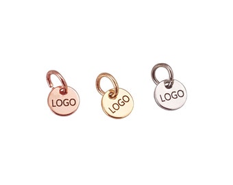 6 mm Custom Laser Engraved Logo, Custom Jewelry Tag, Round Disc, Custom Logo Charm, Metal Jewelry Tags, Brass Tags,