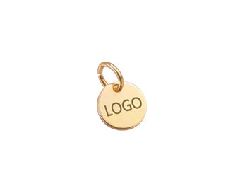 8 mm Custom Laser Engraved Logo, Custom Jewelry Tag, Round Disc, Custom Logo Charm, Metal Jewelry Tags, Brass Tags,