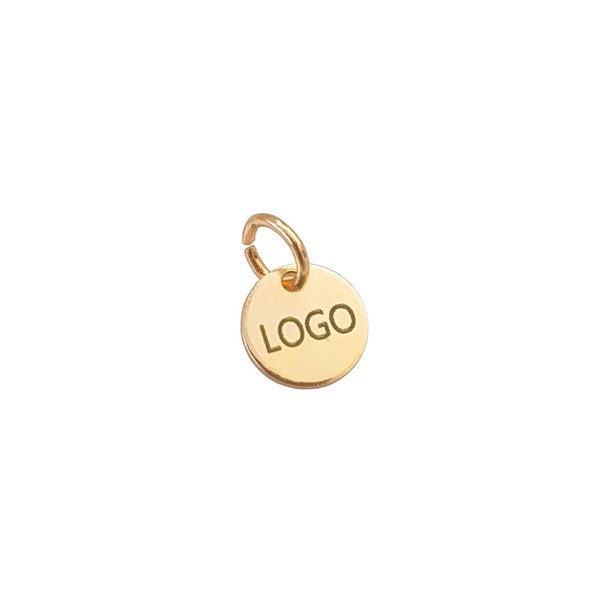 Logo personalizzato inciso al laser da 8 mm, Etichetta per gioielli personalizzati, Disco rotondo, Fascino con logo personalizzato, Etichette per gioielli in metallo, Etichette in ottone,