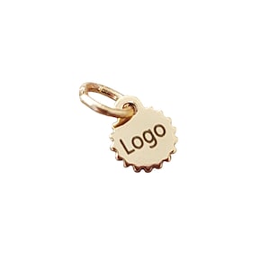 6mm Serrated Charm, Custom Laser Engraved Logo, Custom Jewelry Tag, Round Disc, Custom Logo Charm, Metal Jewelry Tags, Brass Tags,
