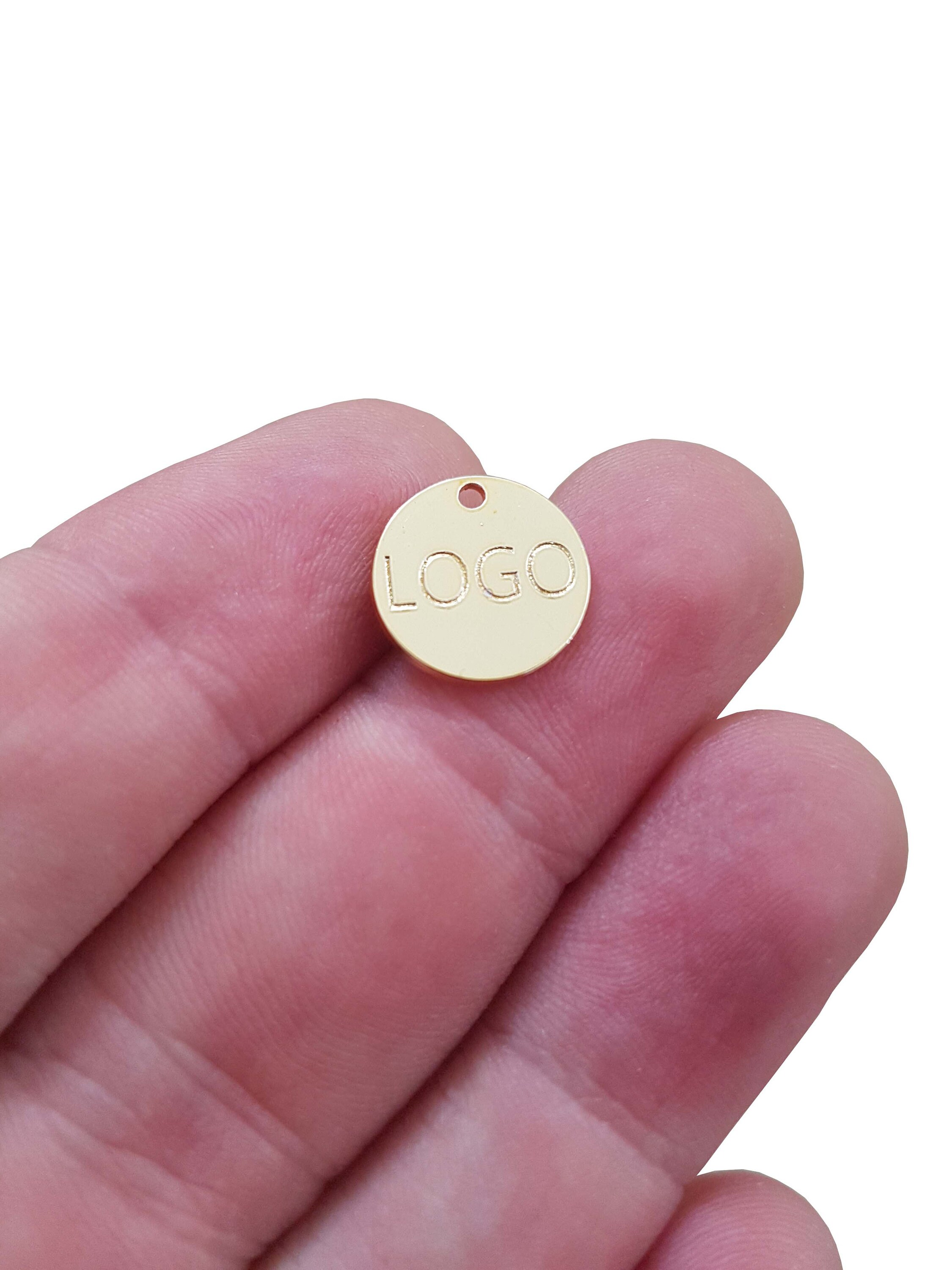 12 mm Custom Mechanical Engraved Logo, Custom Jewelry Tag, Round Disc, Custom Logo Charm, Metal Jewelry Tags, Brass Tags,