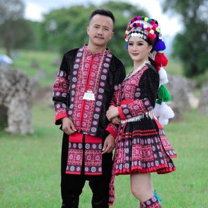 Stunning Authentic Hmong Dress Set of Couple Hmong Tribal Dress ...