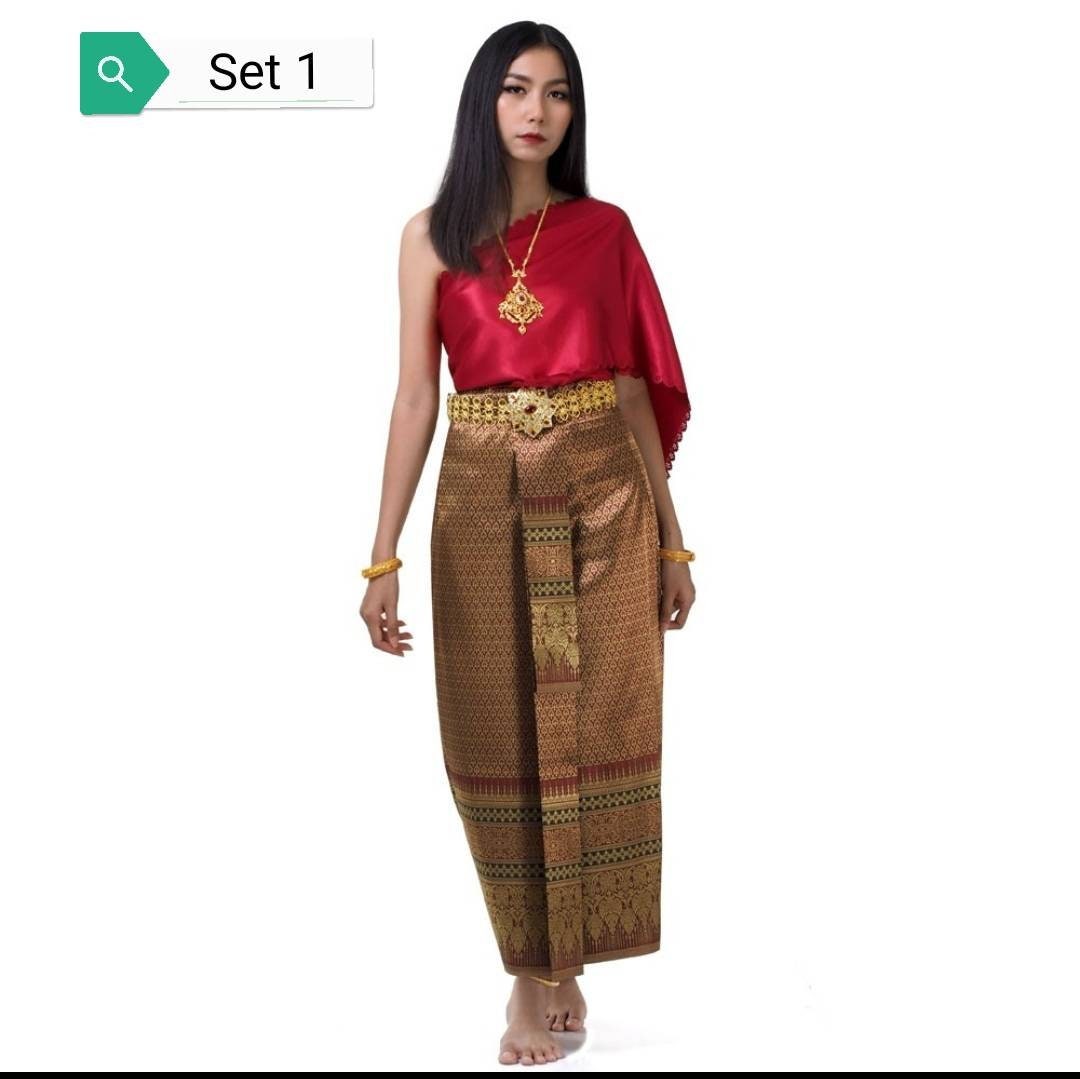 Amazing traditional Thai Khmer costume for women Satin shawls | Etsy