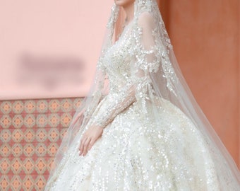 Couture: Princess Wedding Gown| Long Sleeve Bridal Dress| Dubai  Luxury Embroidery Wedding Gown| Personalization Please Contact the Seller