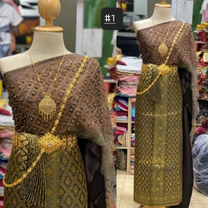 Plus Size Traditional Thai/Khmer Dress| Asian Wedding Dress| Synthetic Silk Skirt| Waist up to 45"