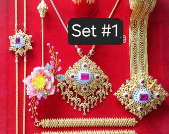 Luxury Accessory Set for Bride| Traditional Thai/Khmer jewelry set| Authentic Brass + High quality Stone| Personalization Pls inbox