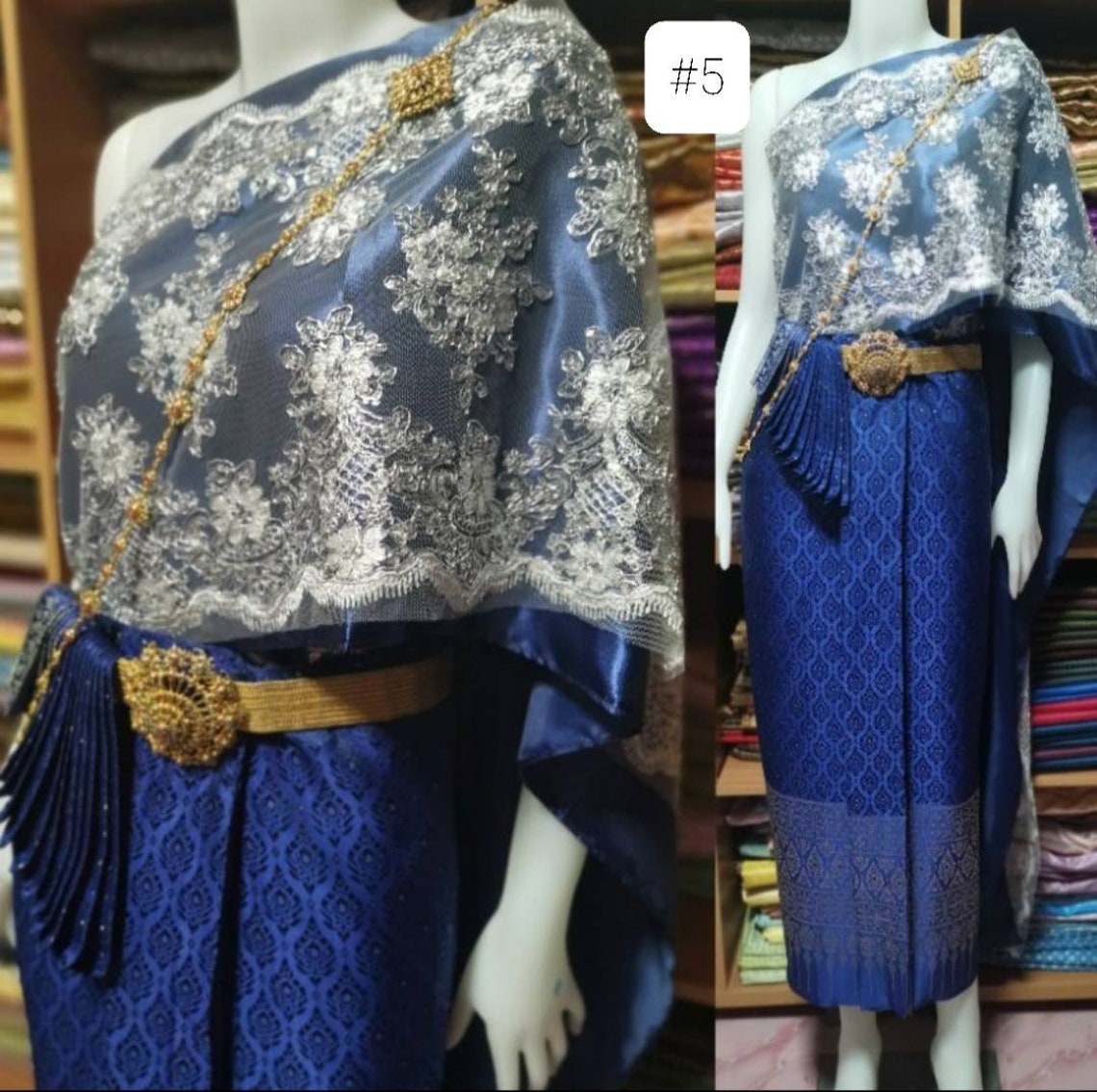 Classical Thai/Khmer wedding dress Lace sash silk skirt | Etsy