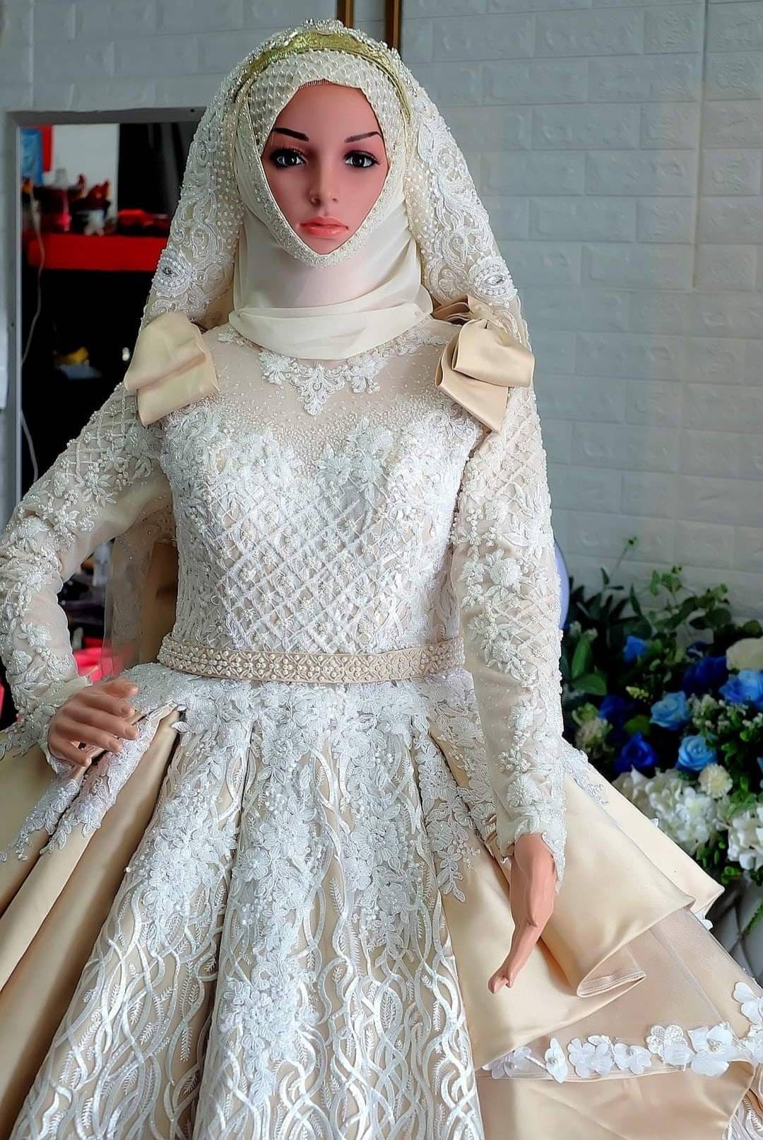 White wedding shop dress hijab