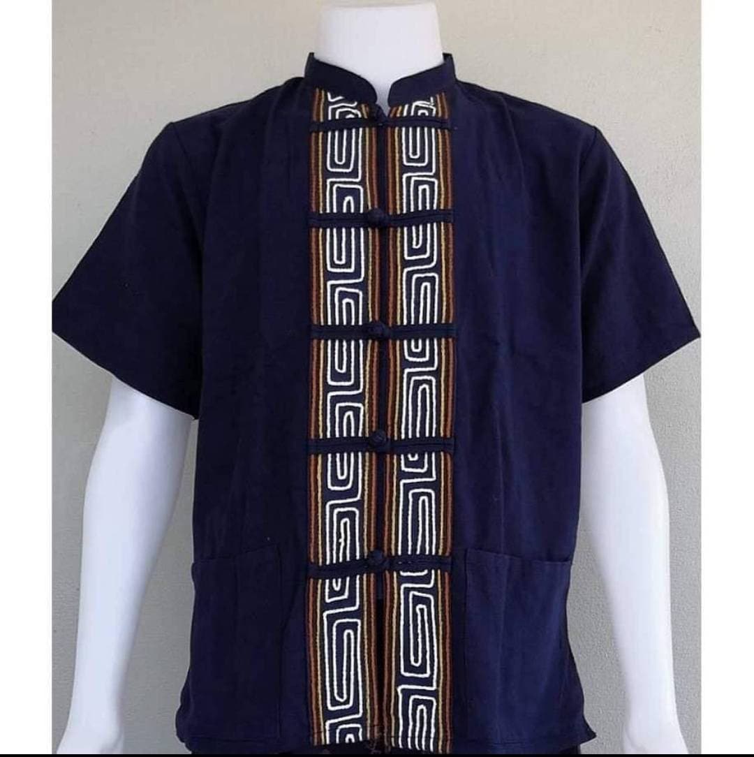 Traditional Thai Shirts For Men Thai Lanna Shirts Mohhom Shirts i-love-thailand-t-shirt-for-men-and-women-imported-direct-from-thailand