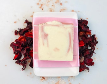 Rose Clay Soap | Cold Process | Face and Body Bar |  Vegan Palm Oil Free | Salt Soap Bar | All Natural Body Bar | Handmade Soap Bar