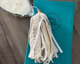 Handmade Neutral Bible Tassel, Ribbon Bookmark