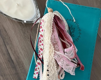 Handmade Bible Tassel, Pink Ribbon, Yarn Bookmark