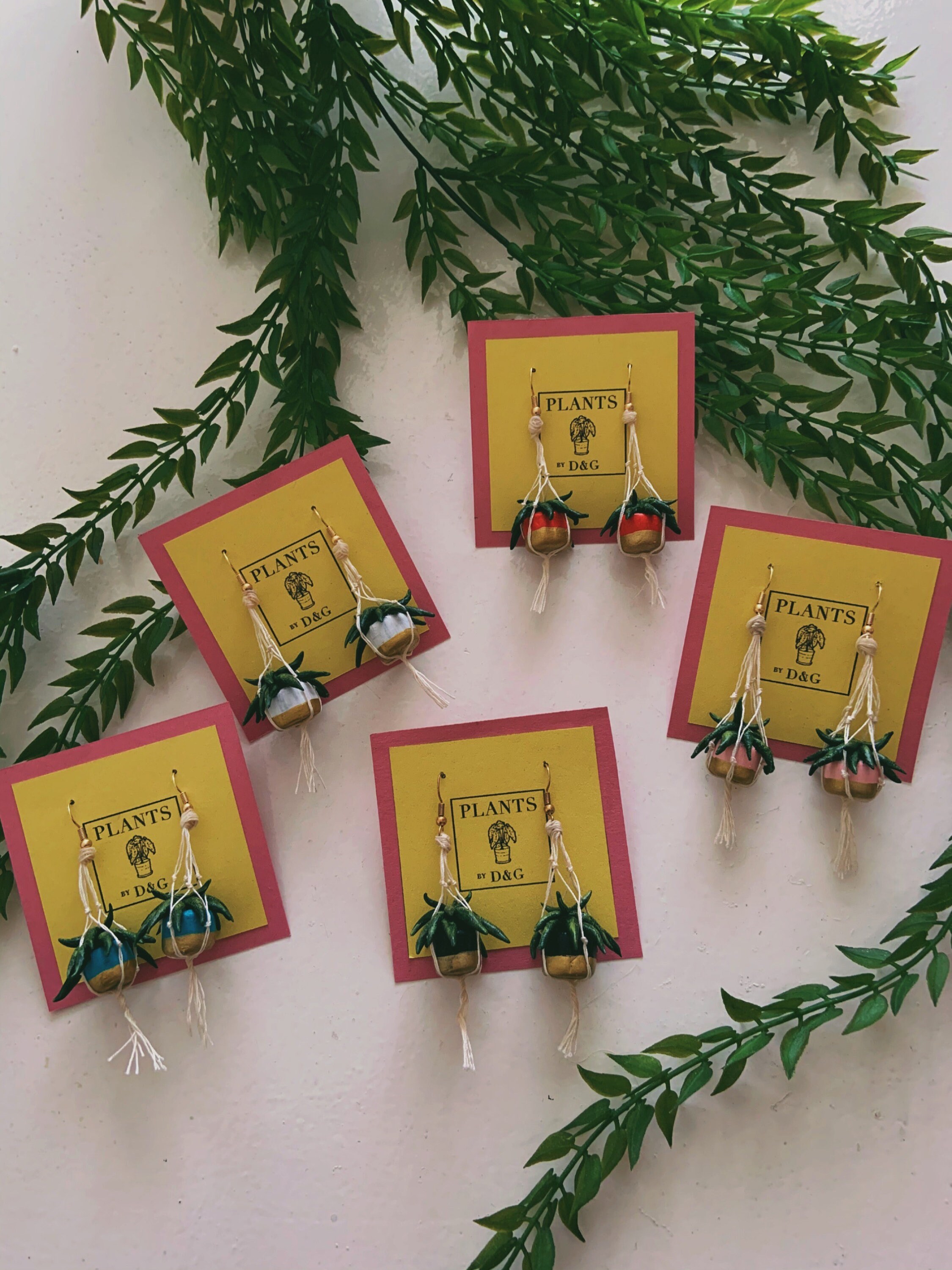 Hanging Plant Earrings - Handmade, Macrame, Hanging Basket, Unique, P…