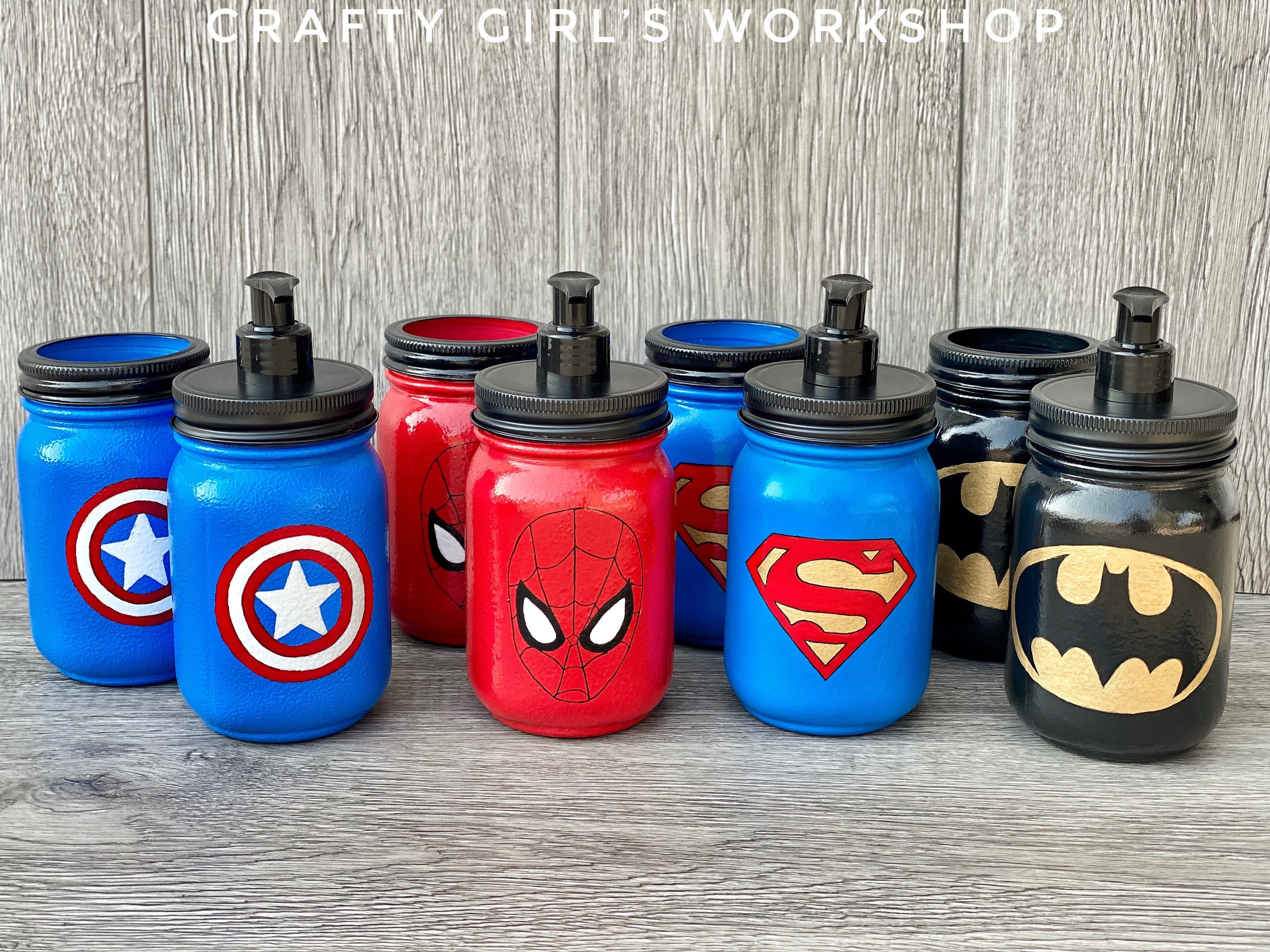 Superheroes Bathroom Set Mason Jar Bathroom Accessories Etsy