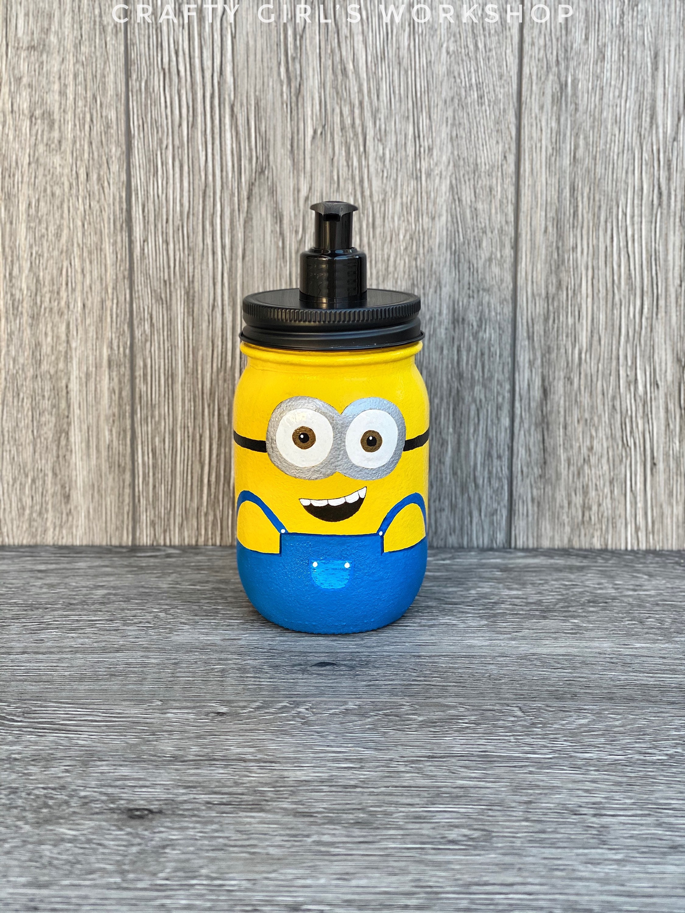 Minion Soap Dispenser Mason Jar Painted Jar Minion Decor Etsy