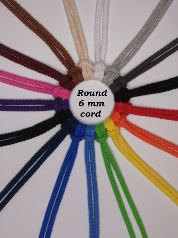 Sweatshirt Hoodie Round Cotton Tape Ribbon Cord Rope 6 Mm 1/4 Width Hoodie  String, Sold by the METER Garment Hoody Drawstring, 17 Colours 