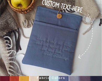 Pochette brodée en tissu avec texte personnalisé