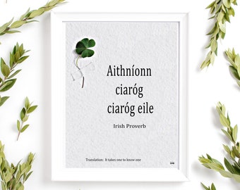 Irish proverb quote.Irish wisdom in Irish language print w/English translation.Irish blessing.Irish saying.Irish gift idea.Irish Proverb.