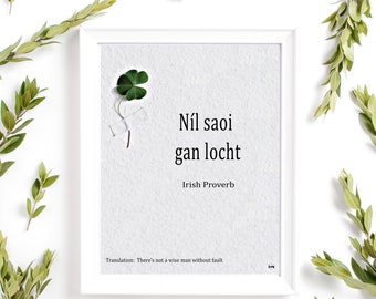 Irish proverb quote.Irish wisdom in Irish language print w/English translation.Irish blessing.Irish saying.Irish gift idea.Irish Proverb.