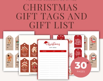 Christmas gift tags and wish list - gift list