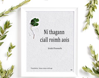 Irish proverb quote.Irish wisdom in Irish language print w/English translation.Irish blessing.Irish saying.Irish gift idea.Irish Proverb.