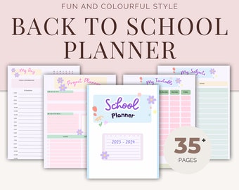 Back to school student planner - Homework and exams planner - Back to school expenses planner
