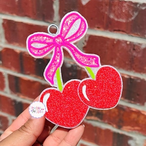 Coquette Bow Cherries freshie, Coquette Bow Freshie, Car Air Freshener, Freshy, Valentines Day Freshie