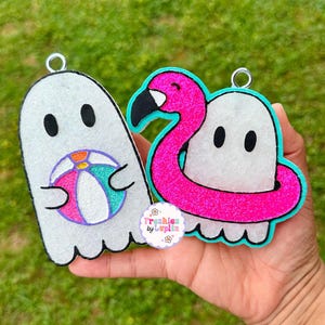 Summer Ghost Freshie, Ghost in Floatie Freshy, Car Air Freshener, Spooky Cute Goth, Custom Freshie, Halloween Freshie, Freshie, Ghosties