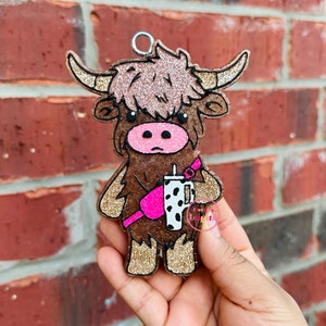 Boujee Highland Cow freshie, Cow freshie, Car Air Freshener