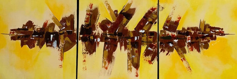 Original Triptych Painting Yellow Abstract Acrylic Canvas Set original-triptych-painting-yellow-abstract-acrylic-canvas-set