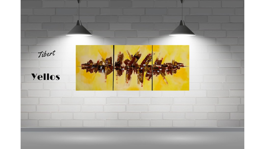 Original Triptych Painting Yellow Abstract Acrylic Canvas Set original-triptych-painting-yellow-abstract-acrylic-canvas-set