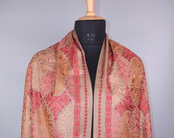 Warm & Elegant Kashmiri Embroidered Shawl | Pure Wool Pashmina Wraps | Indian Wedding Cashmere Shawls | Gift For Wife