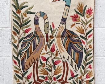 Hand-Woven Bird Wool Tapestry • Boho Wall Hanging • Rustic Home Decor