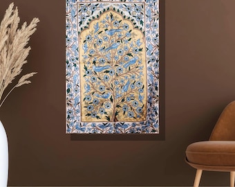 Kashmir Embroidery Silk Wall Hanging: Indian Boho Tapestry