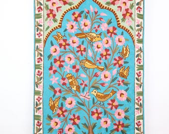Handmade Kashmir Embroidery Wall Hanging – Boho Folk Art Home Decor | Tree Of Life Tapestry