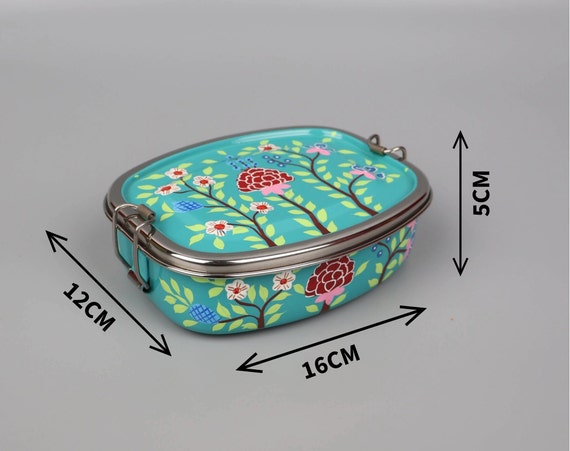 Hand Painted Deluxe Lunch Boxes | Kashmir Enamelware | Single