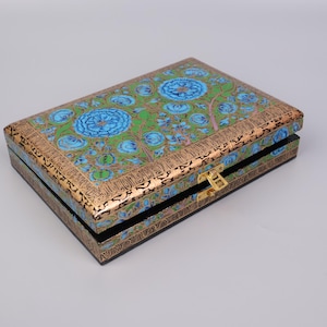 Kashmiri Handcrafted Wooden Box | Vibrant Painted Storage Chest | Perfect for Gifts & Decor |Indian Ideal for Jewelry And Keepsakes.